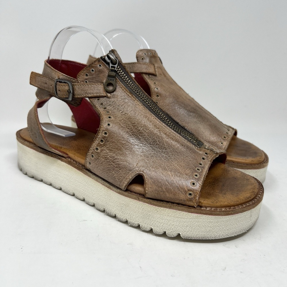 Bed Stu Clancy Buckle Platform Sandals Women's Size 10 Brown Leather Boho Rustic